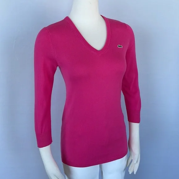 Lacoste Pink Sweater Size 38 3/4in Sleeves - Picture 7 of 13
